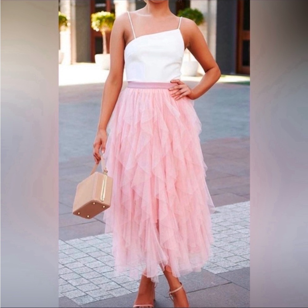 NWOT Pink Tulle Ruffle Skirt - Picture 7 of 7